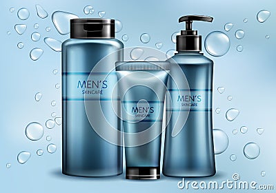 Mens skincare cosmetics line realistic vector Vector Illustration