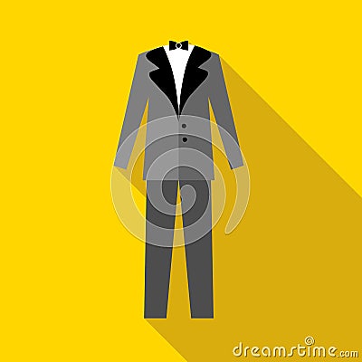 Mens wedding suit icon, flat style Vector Illustration