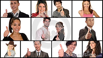 Mensen die duim-op collage doen stock videobeelden Mensen die duim-op collage doen stock videobeelden