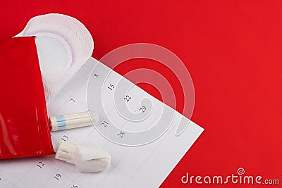 Menstrual calendar for menstruation, mark the days of bleeding, calculate the periods of conception and ovulation Stock Photo