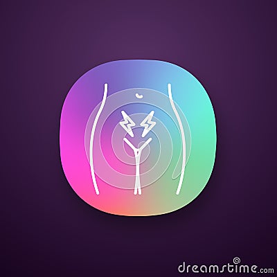 Menstrual cramps and pain app icon Vector Illustration