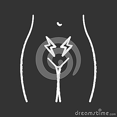 Menstrual cramps and pain chalk icon Vector Illustration