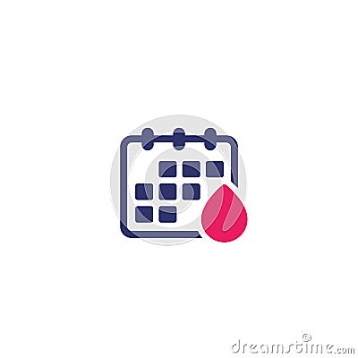 Menstruation calendar icon on white Vector Illustration