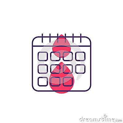 Menstruation calendar, menstrual period icon Vector Illustration