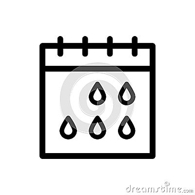 Menstruation Calendar Linear Icon Vector Illustration