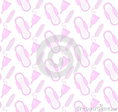 Menstruation, feminine hygiene seamless pattern. Vector Illustration