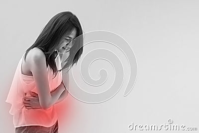 Menstruation pain or stomach ache Stock Photo