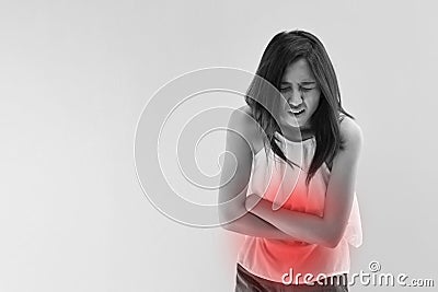 Menstruation pain or stomach ache Stock Photo