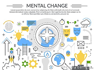 Mental Change Concept Flat Composition Vector Illustration