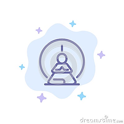 Mental Concentration, Concentration, Meditation, Mental, Mind Blue Icon on Abstract Cloud Background Vector Illustration