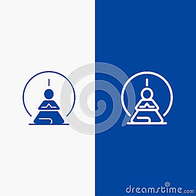 Mental Concentration, Concentration, Meditation, Mental, Mind Line and Glyph Solid icon Blue banner Line and Glyph Solid icon Blue Vector Illustration
