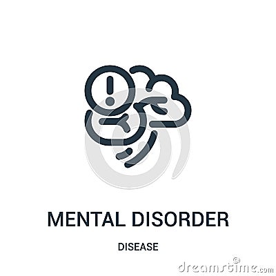 mental disorder icon vector from disease collection. Thin line mental disorder outline icon vector illustration. Linear symbol for Vector Illustration