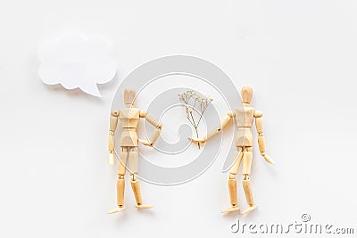 Mental and emotional gender difference between man and woman. Two wooden mannequin figurine connection Stock Photo