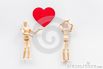 Mental and emotional gender difference between man and woman. Two wooden mannequin figurine connection Stock Photo