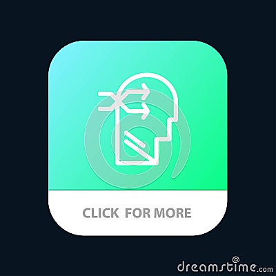 Mental hang, Head, Brian, Thinking Mobile App Button. Android and IOS Line Version Vector Illustration