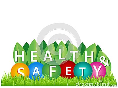 Word, writing health and safety. Vector illustration concept for protection and safety Vector Illustration