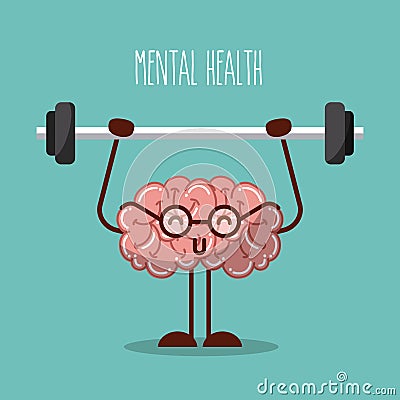 Mental health brain lifting weights image Vector Illustration