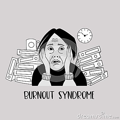 Mental health. Burnout syndrome. Mental disorder. Vector illustration. Vector Illustration