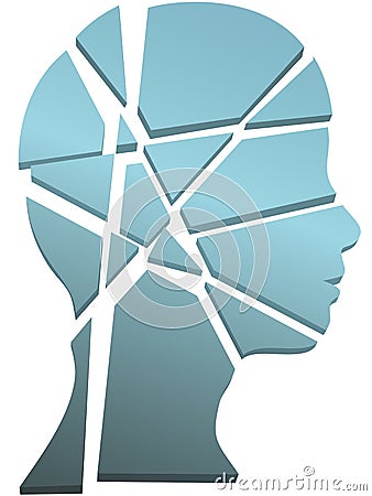 Mental health concept person head in pieces Vector Illustration