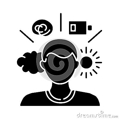 Mental health conditions black glyph icon Vector Illustration