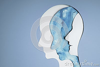 Mental Health Disorder Concept. Bipolar Disorder Person. Unstable Psycho. Layers of Paper Cut as Human Head presenting Different Stock Photo