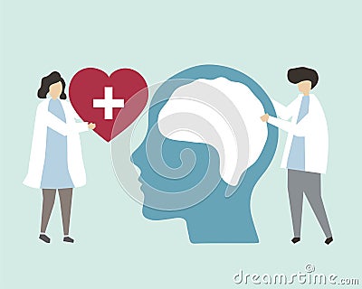 Mental health and disorder illustration Vector Illustration