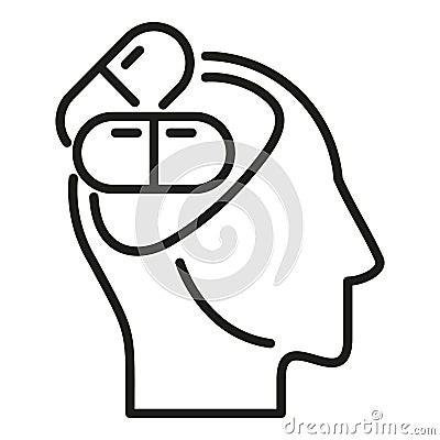 Mental health icon outline vector. Drug pill Stock Photo