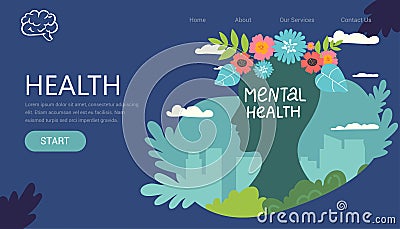 Mental health medical treatment vector illustration. specialist doctor work to give psychology love therapy for world Vector Illustration