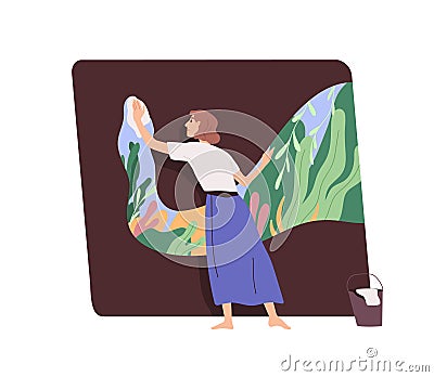 Mental health recovery, psychology concept. Self-rehabilitation process. Person overcoming depression, releasing from Vector Illustration