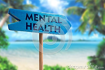 Mental health sign board arrow Stock Photo