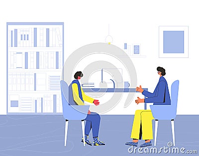 Mental health therapy session. Vector color flat Vector Illustration