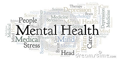 Mental Health word cloud. Stock Photo