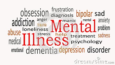 Mental Illness, word cloud concept on white background Stock Photo