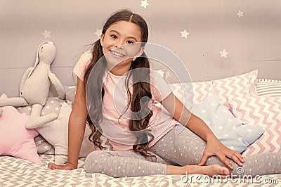 Mental and physical relaxation. Ways to relax before bedtime. Relaxation Exercises for Falling Asleep. Little girl Stock Photo