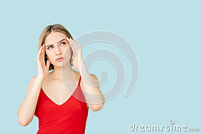 mental pressure puzzled woman find decision Stock Photo