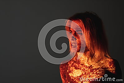 mental pressure silhouette female portrait panic Stock Photo