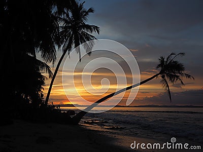 Mentawai island beautiful sunset contrast Stock Photo