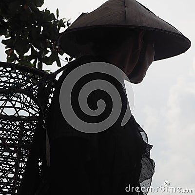 Mentawai Siberut Indonesia old women hat traditional Editorial Stock Photo