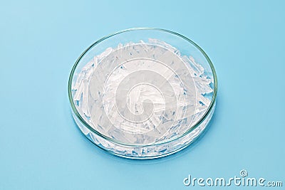 Menthol crystals in a petri dish Stock Photo