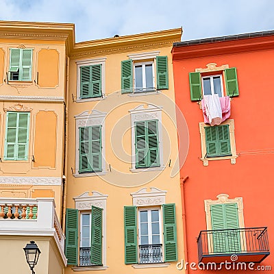 Menton, colorful houses Stock Photo