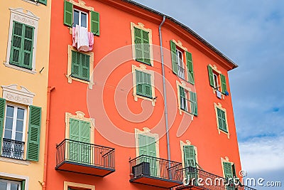 Menton, colorful houses Stock Photo