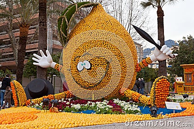 MENTON, FRANCE - FEBRUARY 27: Lemon Festival (Fete du Citron) on the French Riviera. Editorial Stock Photo