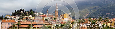 Menton - Panoramic view on old town Editorial Stock Photo