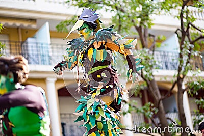 Menton Lemon Festival 2019, Street Carnaval, Fantastic Worlds Theme, artist portrait Editorial Stock Photo