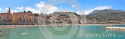 Menton panoramic view. Editorial Stock Photo