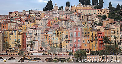 Menton. Panoramic view of Old Town Stock Photo