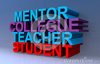 Mentor collegue teacher student on blue Stock Photo