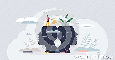 Mentor help for personal development and skills growth tiny person concept Vector Illustration