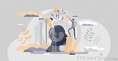 Mentoring and coaching as personal potential progress tiny person concept Vector Illustration