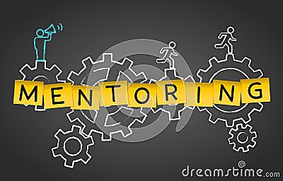 Mentoring Coaching Training Advice Gear Concept Background Vector Illustration